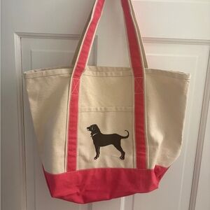 Canvas Dog Tote Bag - Pink and Cream